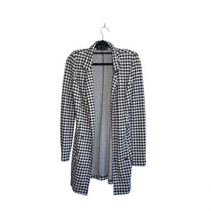 ASOS Long Blazer Black & White Houndstooth Print Preppy Workwear 2 Tall Women’s
